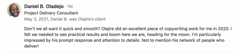 Client Testimonial and Review thejirejacob.com